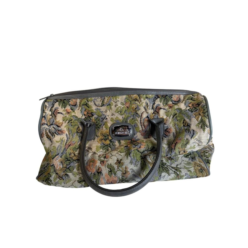 Vintage Jordache Floral Tapestry Duffle‎ Bag Gray Carry On Cottagecore Pretty